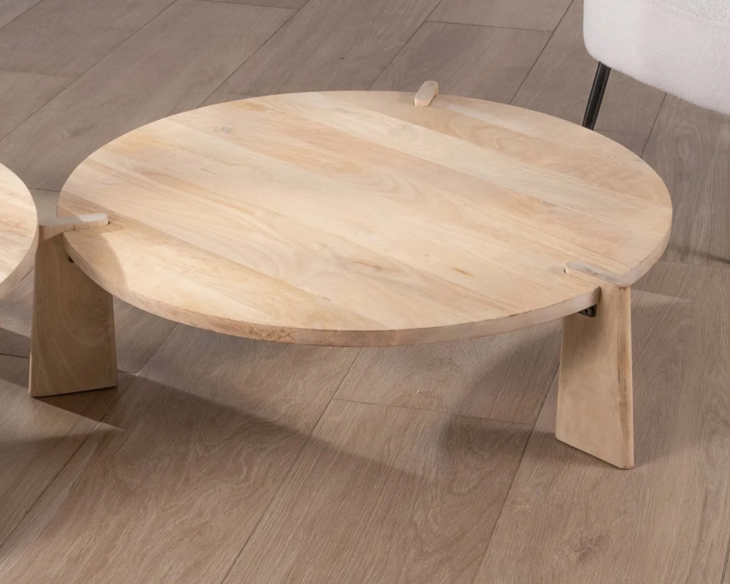 Discount Duo de tables basses rondes en manguier naturel "Loopie" Bout De Canapé|Table D'Appoint