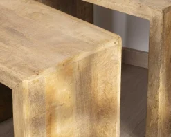 Sale Duo de tables d'appoints gigognes en manguier lignes épurées