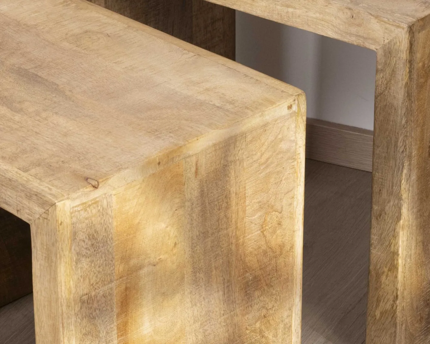 Sale Duo de tables d'appoints gigognes en manguier lignes épurées "Manoha" Bout De Canapé|Table D'Appoint