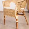 Clearance Elégant petit fauteuil en rotin tressé avec assise tissu "Noho" Fauteuil|Chaise