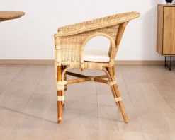 Clearance Elégant petit fauteuil en rotin tressé avec assise tissu