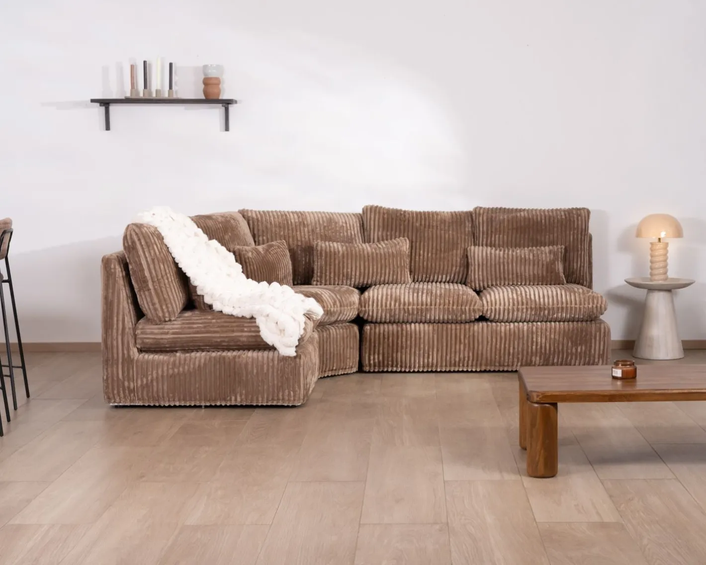 Online Elément d'angle pour canapé modulaire camel en velours larges côtes "Kédusa" Canapé D'Angle|Canapé Modulable