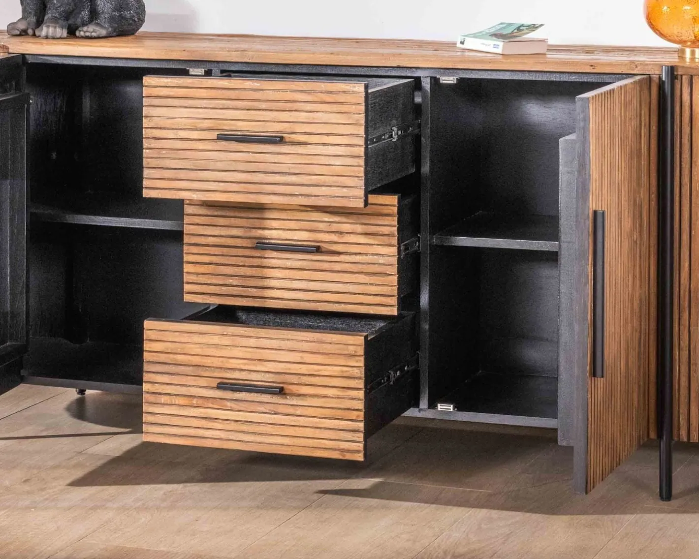 Discount Enfilade 200 cm avec portes et tiroirs en bois exotiques "Troms" Buffet Et Bahut