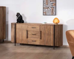 Discount Enfilade 200 cm avec portes et tiroirs en bois exotiques