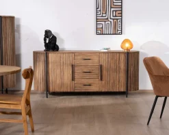 Discount Enfilade 200 cm avec portes et tiroirs en bois exotiques