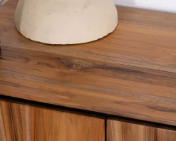 Online Enfilade contemporaine 4 portes en teck naturel et métal noir "Olonie" Buffet Et Bahut