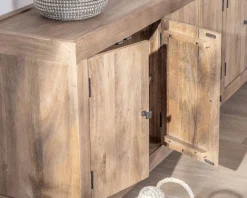 Outlet Enfilade en manguier massif 200cm finition sablée 6 portes 