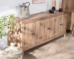 Outlet Enfilade en manguier massif 200cm finition sablée 6 portes 