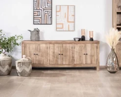 Outlet Enfilade en manguier massif 200cm finition sablée 6 portes 