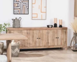 Outlet Enfilade en manguier massif 200cm finition sablée 6 portes 