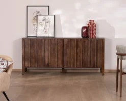 Enfilade esprit zen en manguier 180 cm « Sicora » teinte noyer Buffet Et Bahut