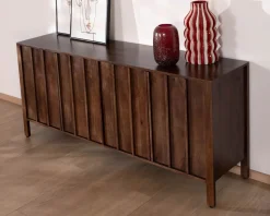 Enfilade esprit zen en manguier 180 cm « Sicora » teinte noyer Buffet Et Bahut