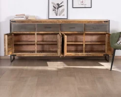 Discount Enfilade industrielle 200 cm en manguier et métal "Shade" Buffet Et Bahut