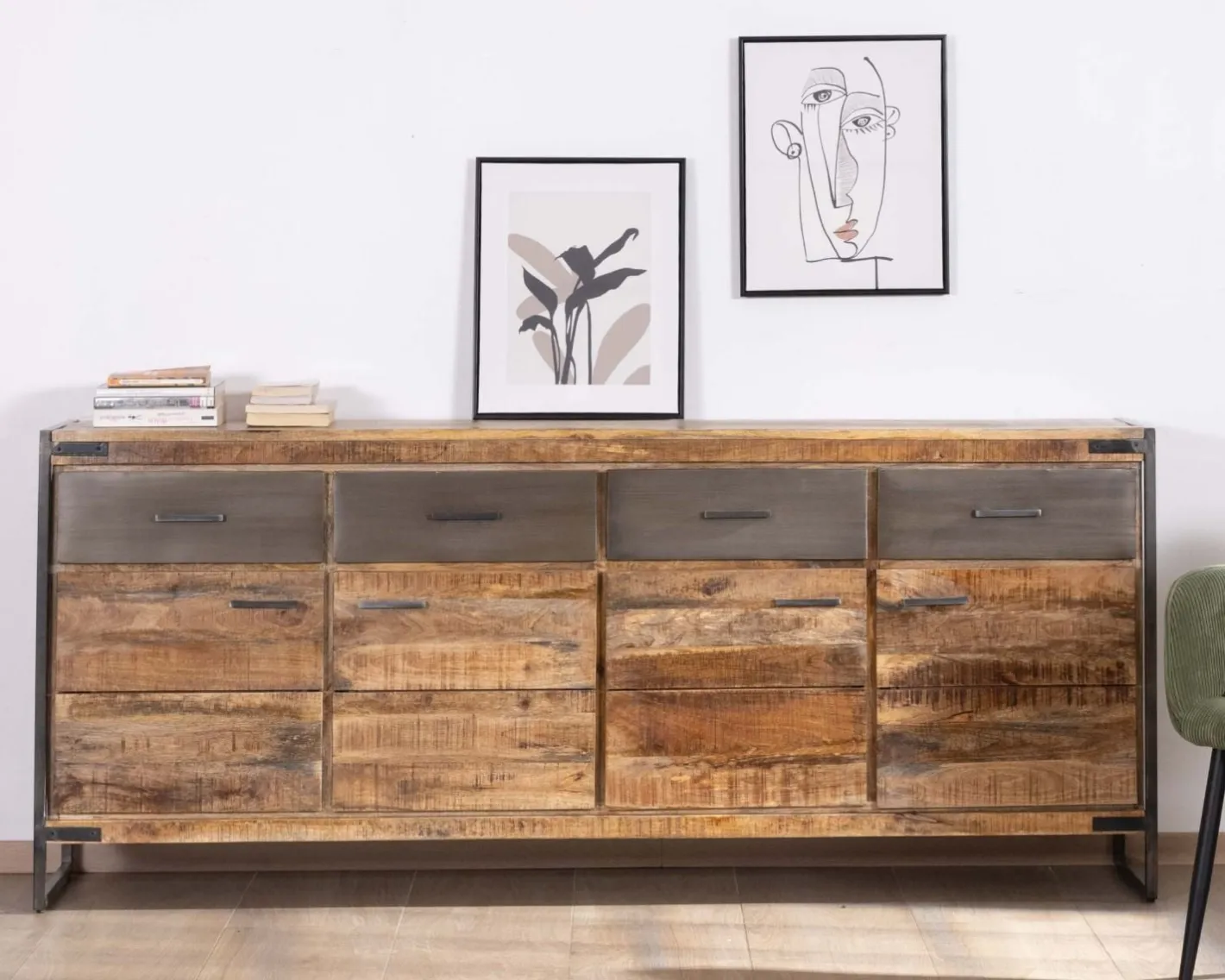 Discount Enfilade industrielle 200 cm en manguier et métal "Shade" Buffet Et Bahut