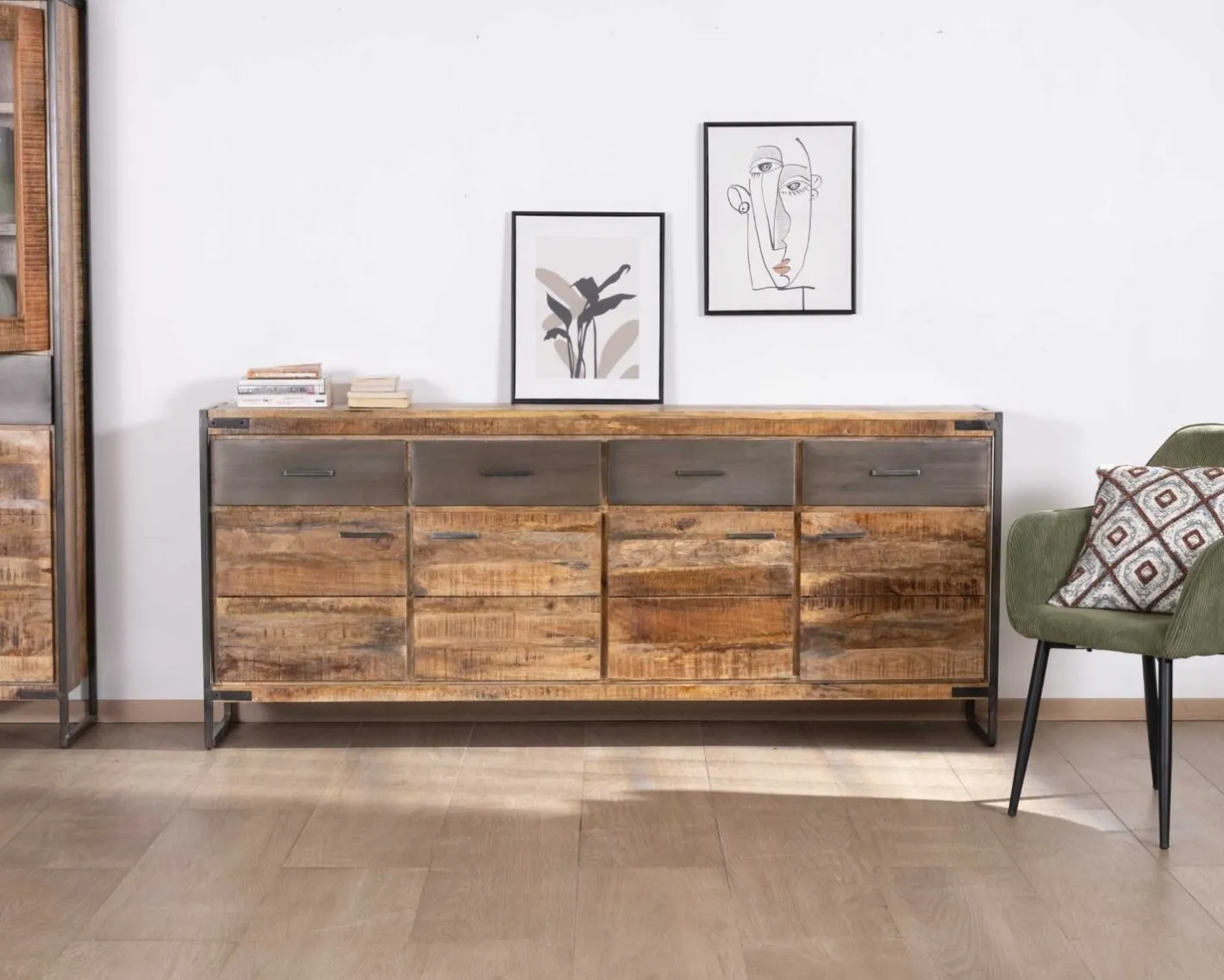 Discount Enfilade industrielle 200 cm en manguier et métal "Shade" Buffet Et Bahut
