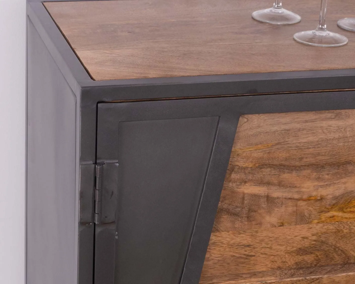 Discount Enfilade industrielle métal gris et bois de manguier "Vista" Buffet Et Bahut