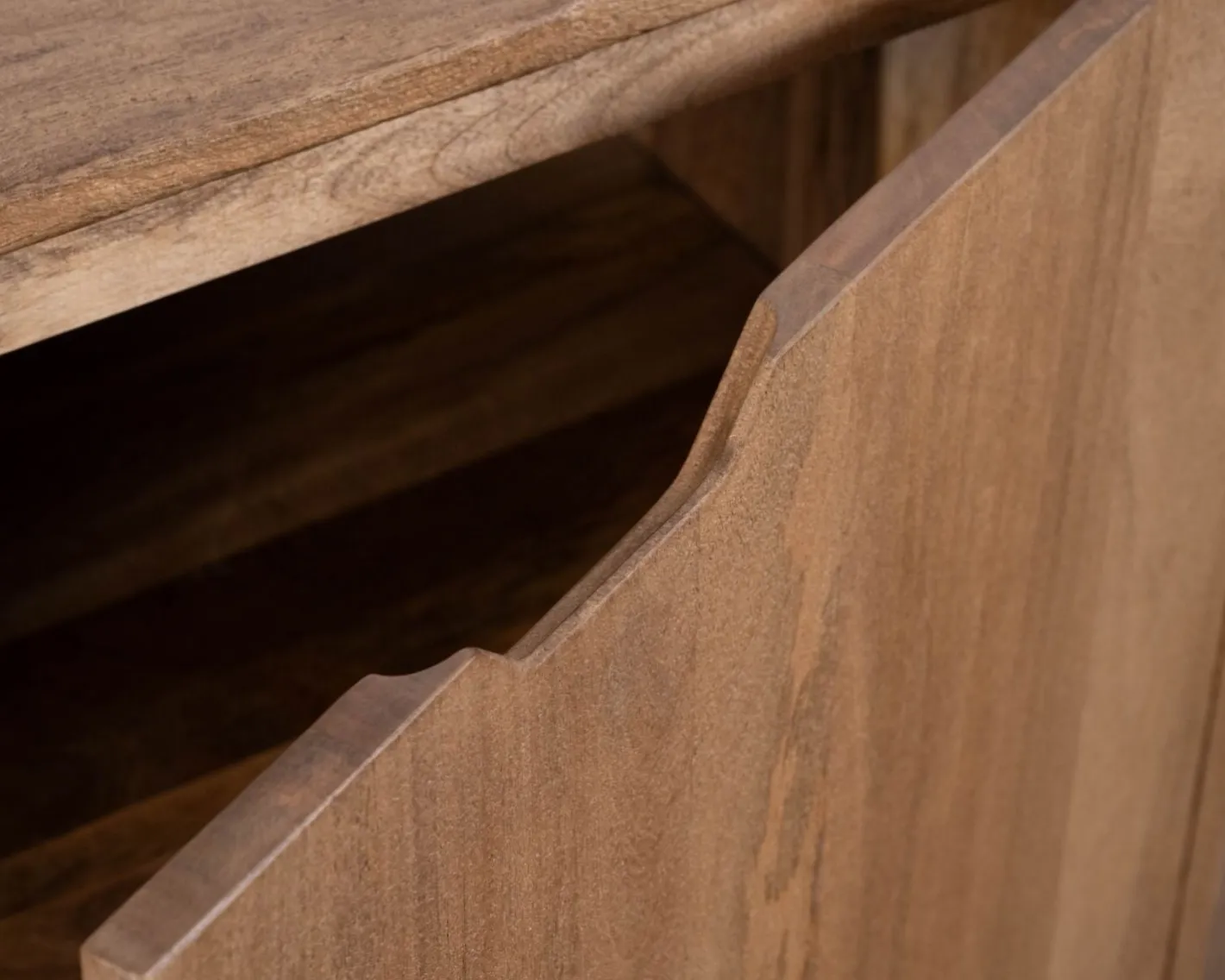 New Enfilade 4 portes 200 cm en manguier teinte noyer clair "Elyka" style scandinave Buffet Et Bahut