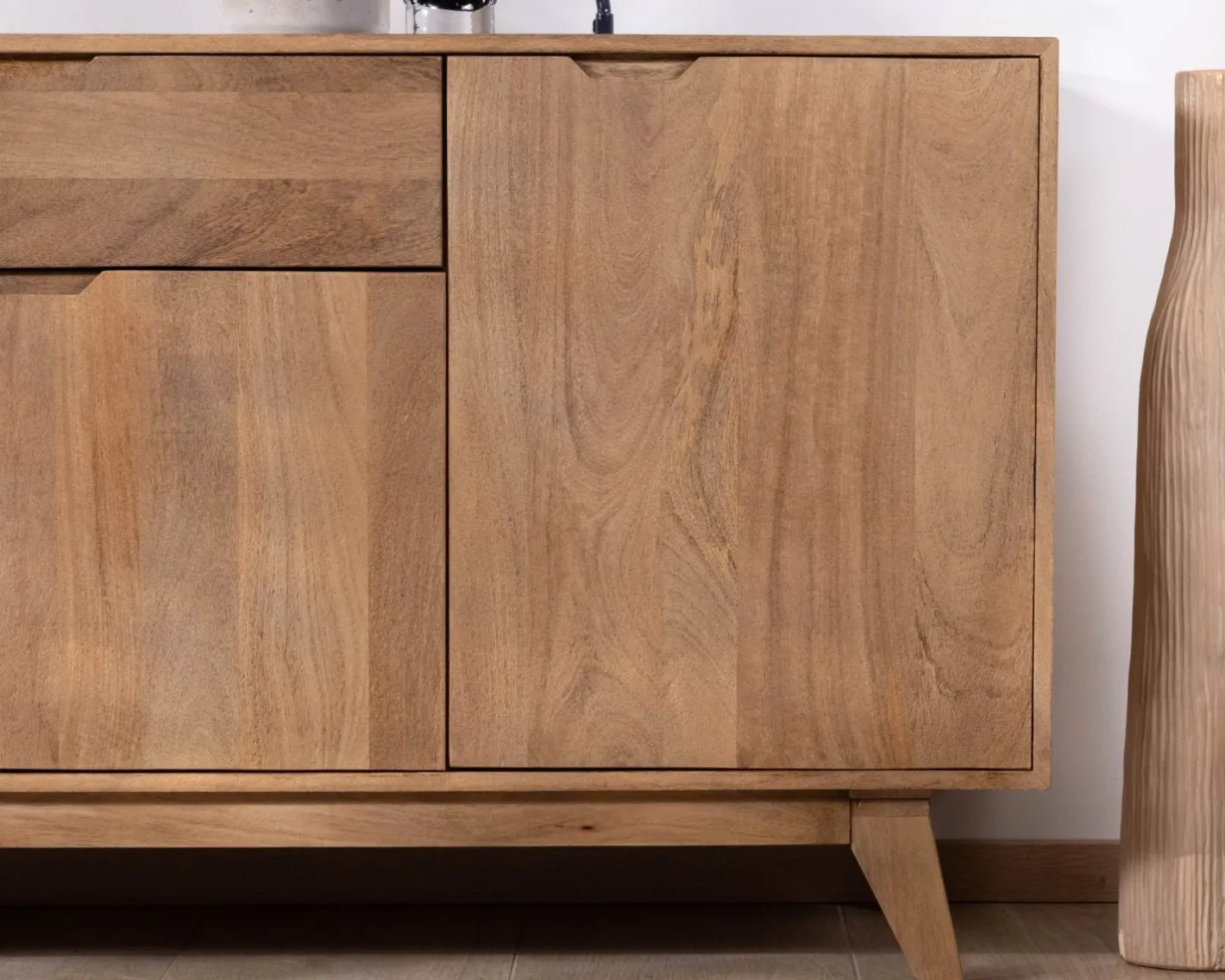 New Enfilade 4 portes 200 cm en manguier teinte noyer clair "Elyka" style scandinave Buffet Et Bahut