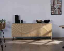 Clearance Enfilade 4 portes dorée et noire