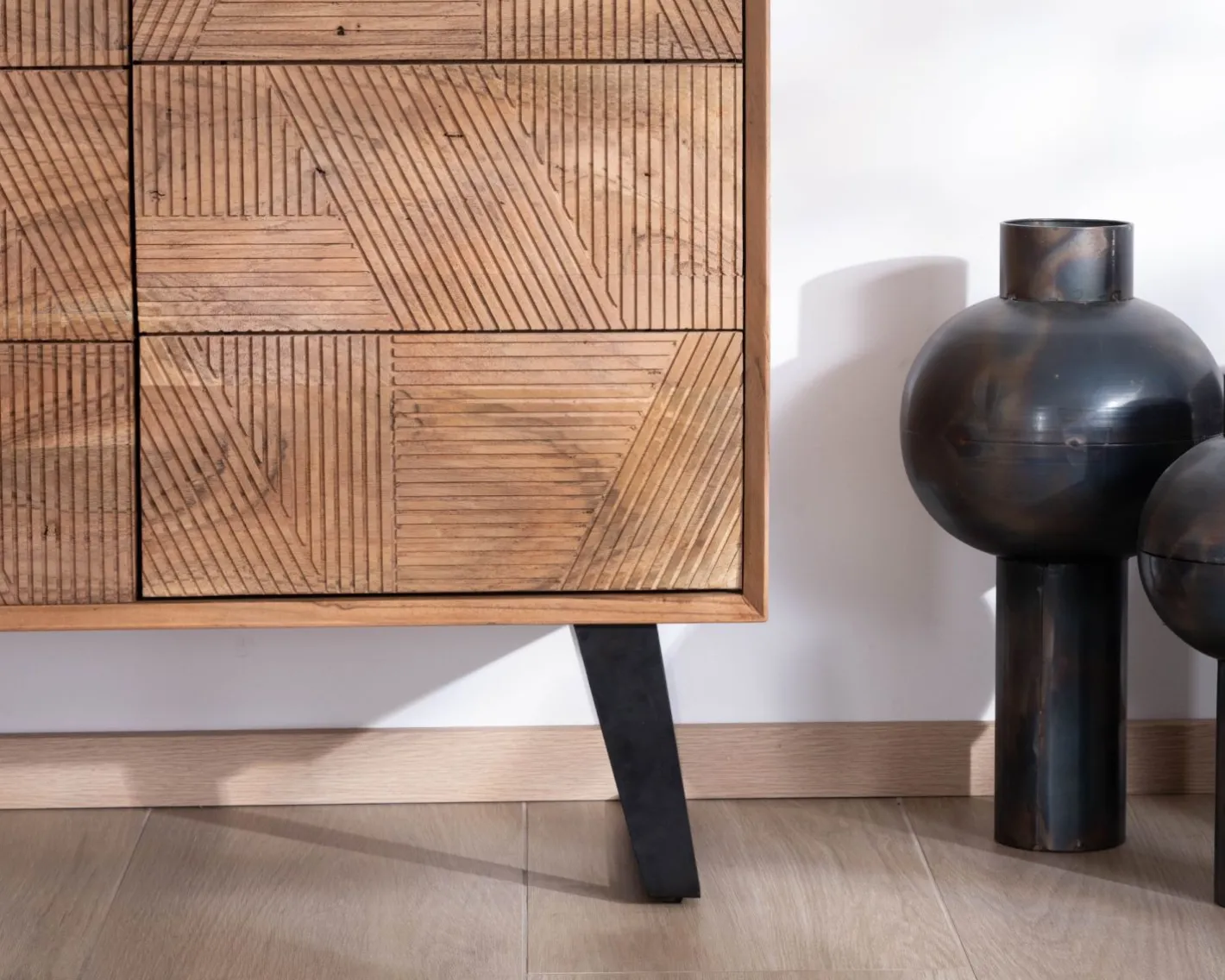 New Enfilade 4 portes en acacia "Uky" design contemporain esprit rétro Buffet Et Bahut