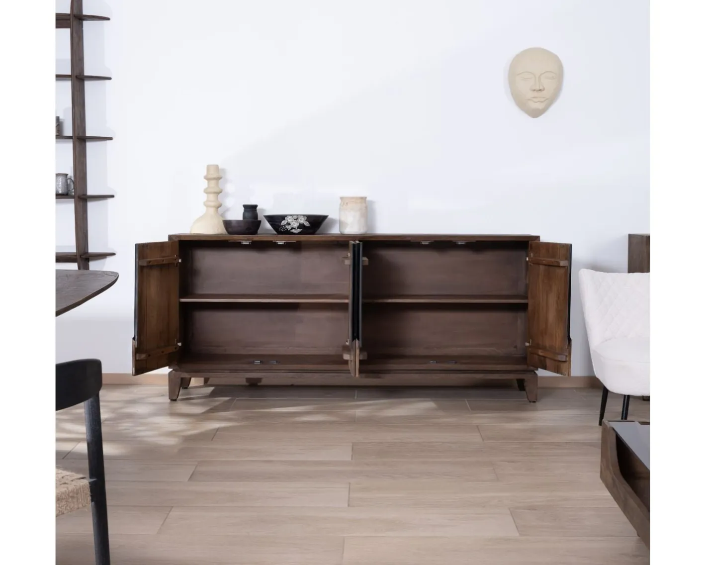 Enfilade 4 portes style rétro en manguier massif "Slody" Buffet Et Bahut