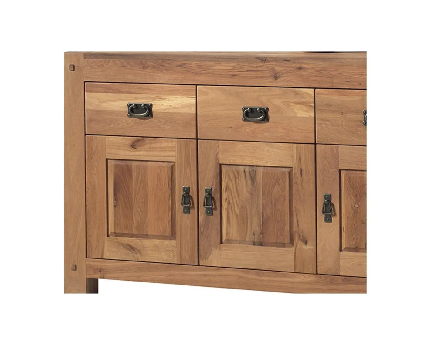 Clearance Enfilade 3 portes 3 tiroirs en chêne massif huilé "Lodge Casita" Buffet Et Bahut