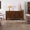 Hot Enfilade rétro 4 portes en manguier massif foncé 180 cm "Kaldo" style mid-century Buffet Et Bahut