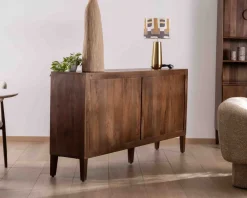 Hot Enfilade rétro 4 portes en manguier massif foncé 180 cm
