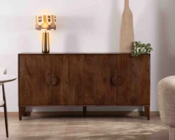 Hot Enfilade rétro 4 portes en manguier massif foncé 180 cm