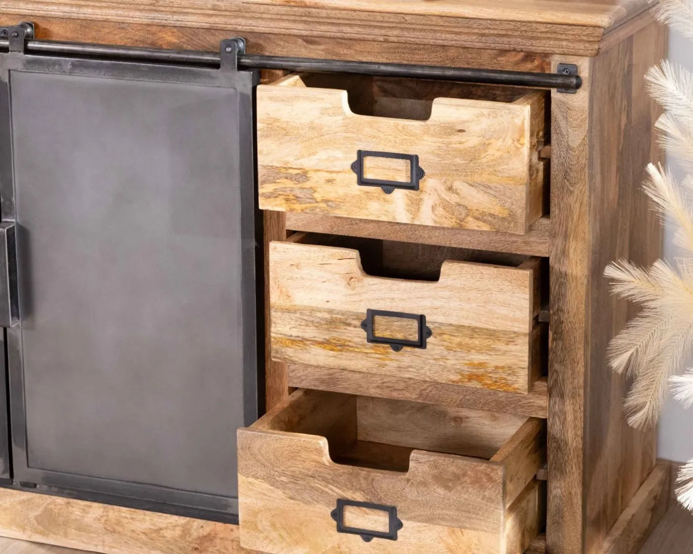 Hot Enfilade style factory en bois massif et métal "Haden" Buffet Et Bahut