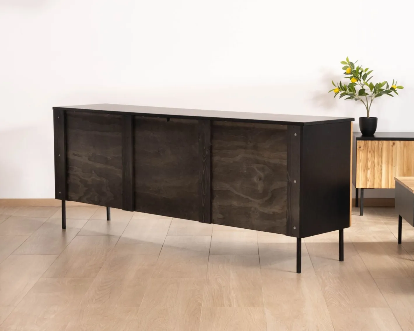 Enfilade style newtro en frêne massif "Sydney" avec rangements et tiroirs Buffet Et Bahut
