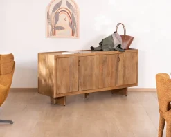 Clearance Enfilade vintage 4 portes en manguier naturel "Odely" 180 cm style rétro chic Buffet Et Bahut