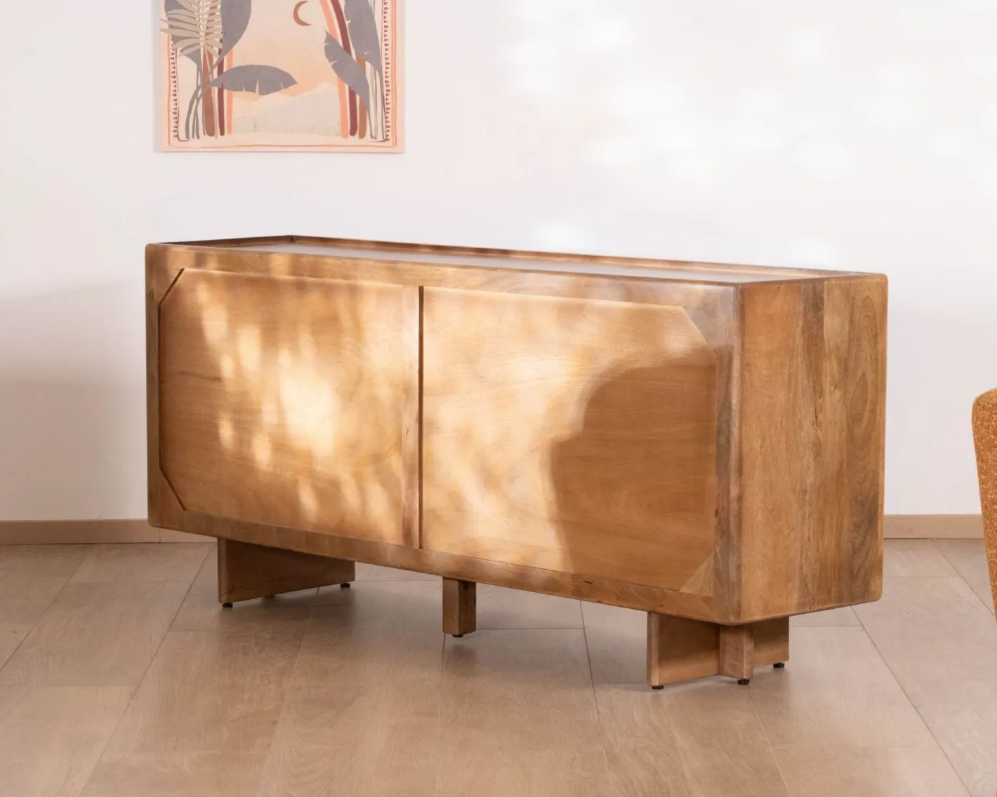 Clearance Enfilade vintage 4 portes en manguier naturel "Odely" 180 cm style rétro chic Buffet Et Bahut