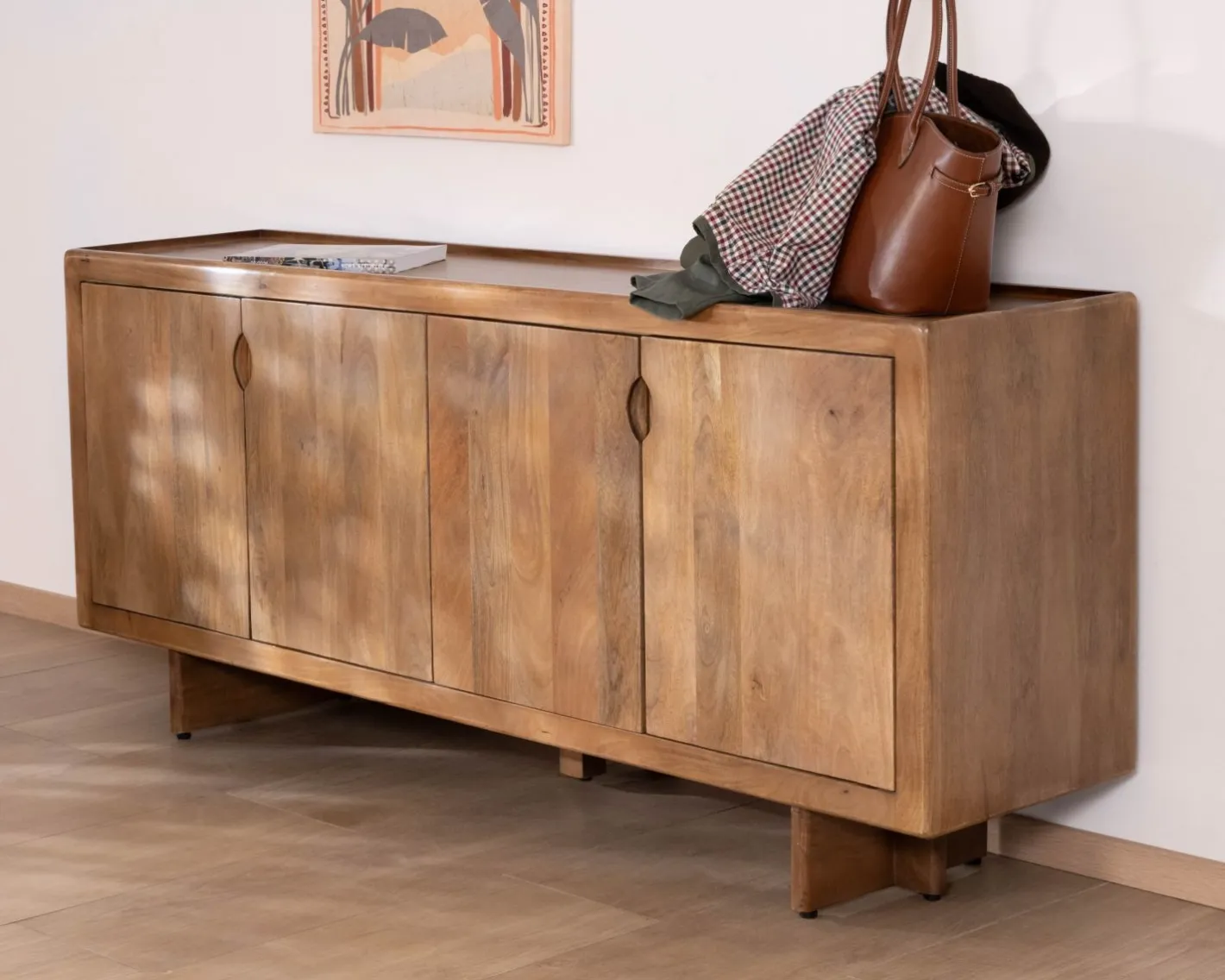 Clearance Enfilade vintage 4 portes en manguier naturel "Odely" 180 cm style rétro chic Buffet Et Bahut
