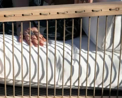 Clearance Ensemble canapé et fauteuils matelassés en teck et corde