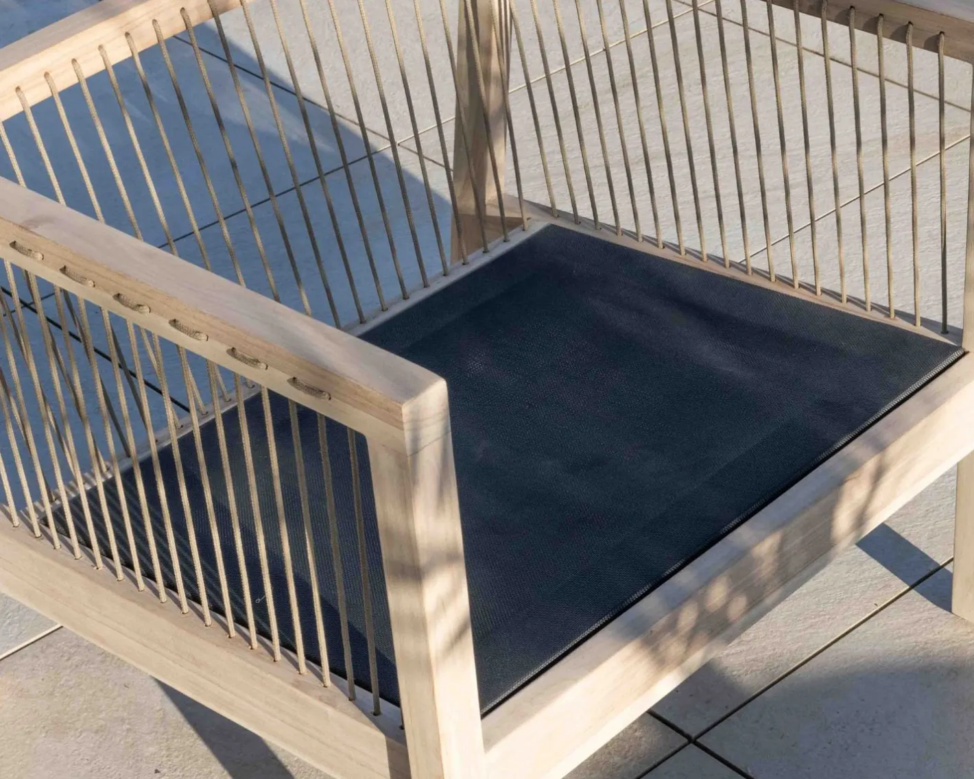 Clearance Ensemble canapé et fauteuils matelassés en teck et corde "Rafita" Canapé De Jardin|Salon De Jardin