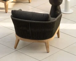 New Ensemble de jardin haut de gamme 3 pièces en teck et tissu gris foncé