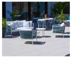 Ensemble de 2 tables basses rondes en aluminium blanc "Saumur" Table Basse Ovale Ou Ronde