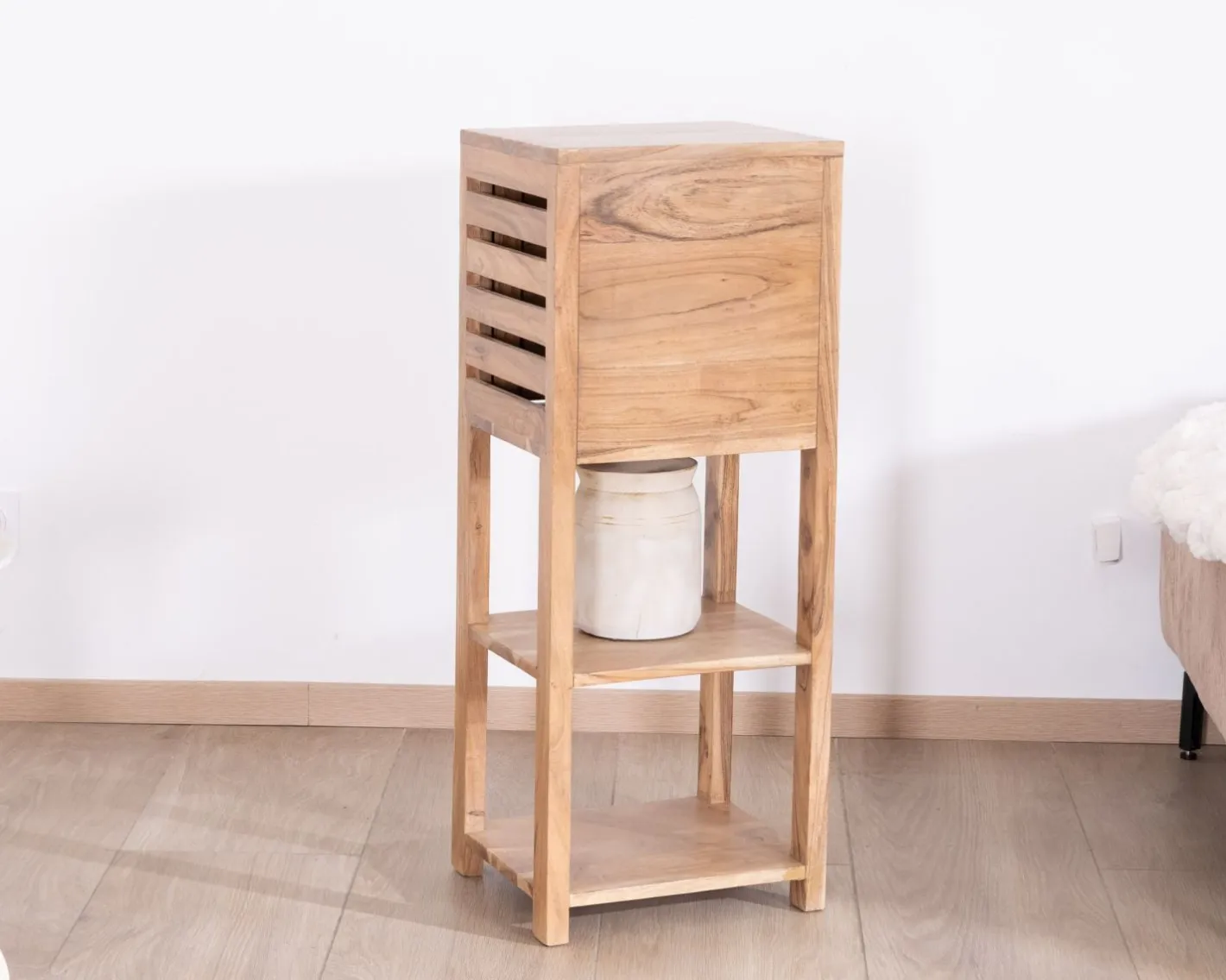 Online Etagère de rangement en acacia avec un compartiment en persienne "Conoa" Etagère