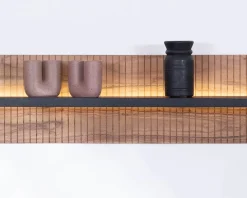 Outlet Etagère murale en acacia avec éclairage LED 