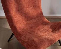 New Fauteuil avec repose-pieds en tissu terracotta en velours 