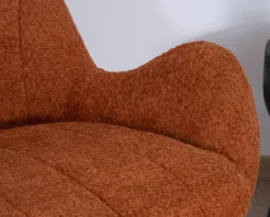 Outlet Fauteuil à bascule contemporain en tissu bouclette terracotta
