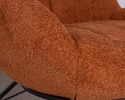 Outlet Fauteuil à bascule contemporain en tissu bouclette terracotta