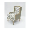 Outlet Fauteuil bergère imprimé ginko taupe et crème "Sofia" ultra confort Fauteuil Bergère