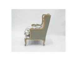 Outlet Fauteuil bergère imprimé ginko taupe et crème