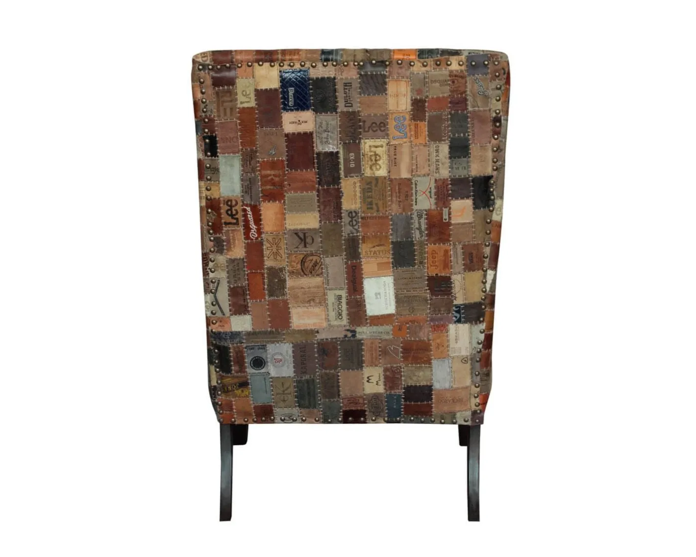 Outlet Fauteuil bergère 100% unique tissu recyclé et bois "Pop Vintage" Fauteuil Bergère