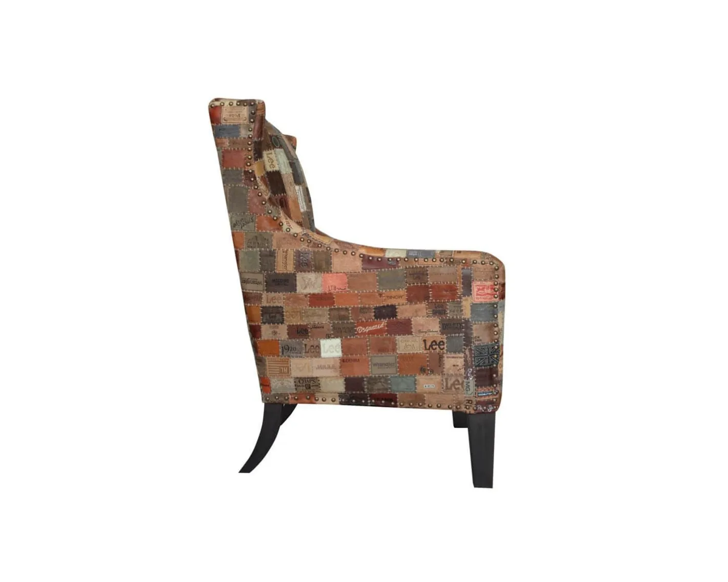Outlet Fauteuil bergère 100% unique tissu recyclé et bois "Pop Vintage" Fauteuil Bergère