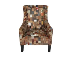 Outlet Fauteuil bergère 100% unique tissu recyclé et bois