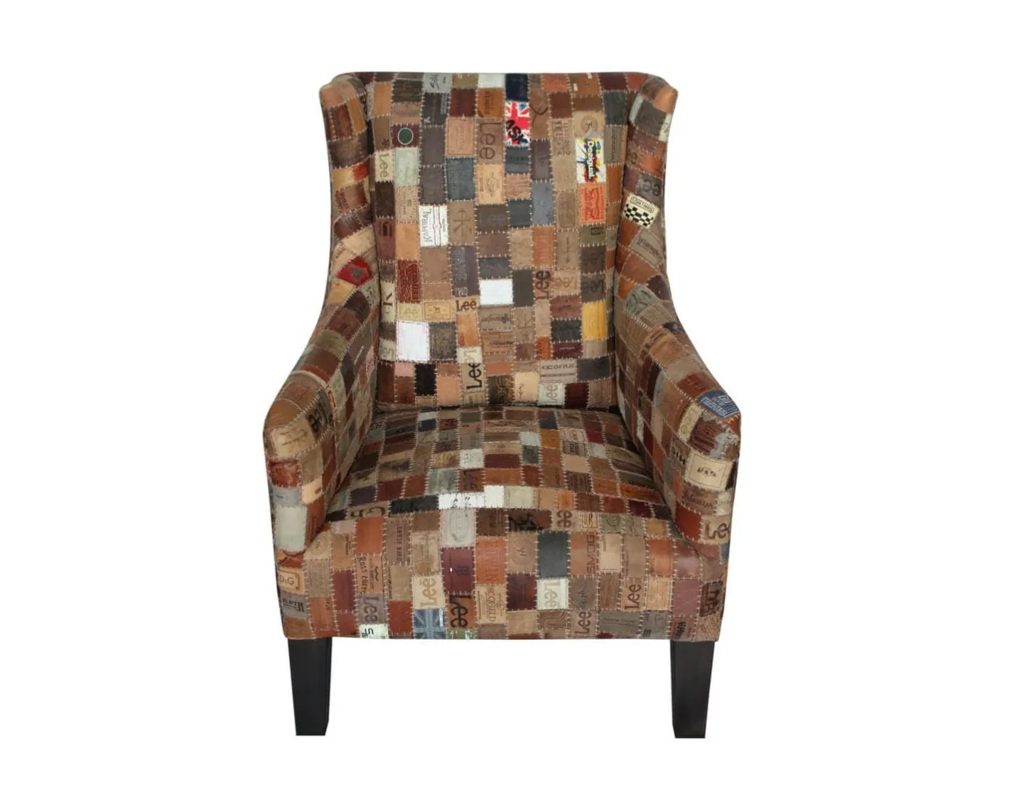 Outlet Fauteuil bergère 100% unique tissu recyclé et bois "Pop Vintage" Fauteuil Bergère