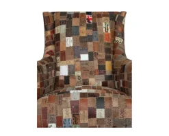 Outlet Fauteuil bergère 100% unique tissu recyclé et bois